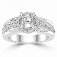 0.45 ct Ladies Round Cut Diamond Semi Mounting Engagement Ring in 14 kt White Gold